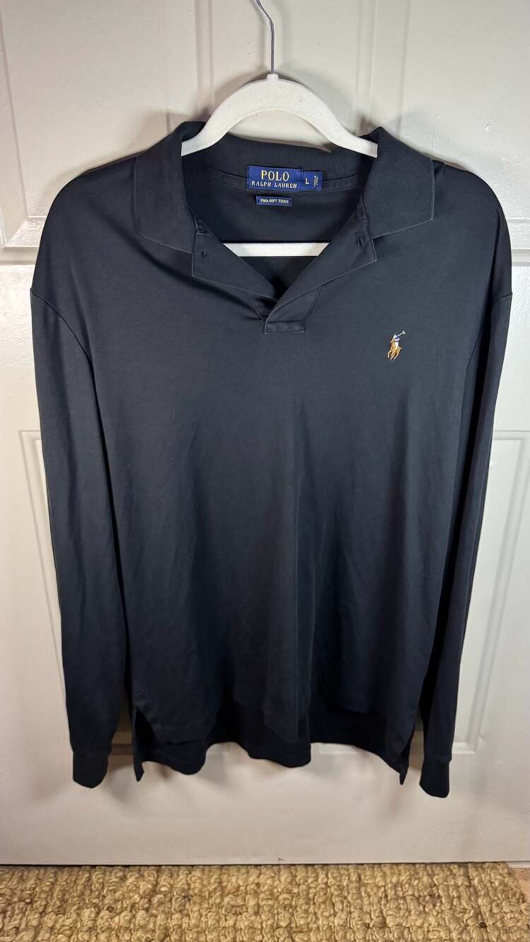 Polo Ralph Lauren Pima Soft Touch Long Sleeve Polo Shirt Black Large